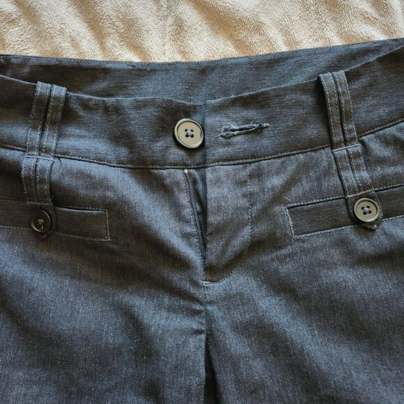 Black Cropped Pants Y2k dark grey capri trousers Sz 7  Streetwear Goth - Picture 5 of 8